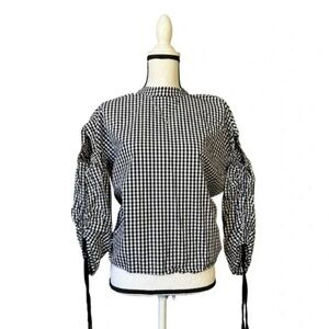 Elegant Black and White Checkered Women's Blouse